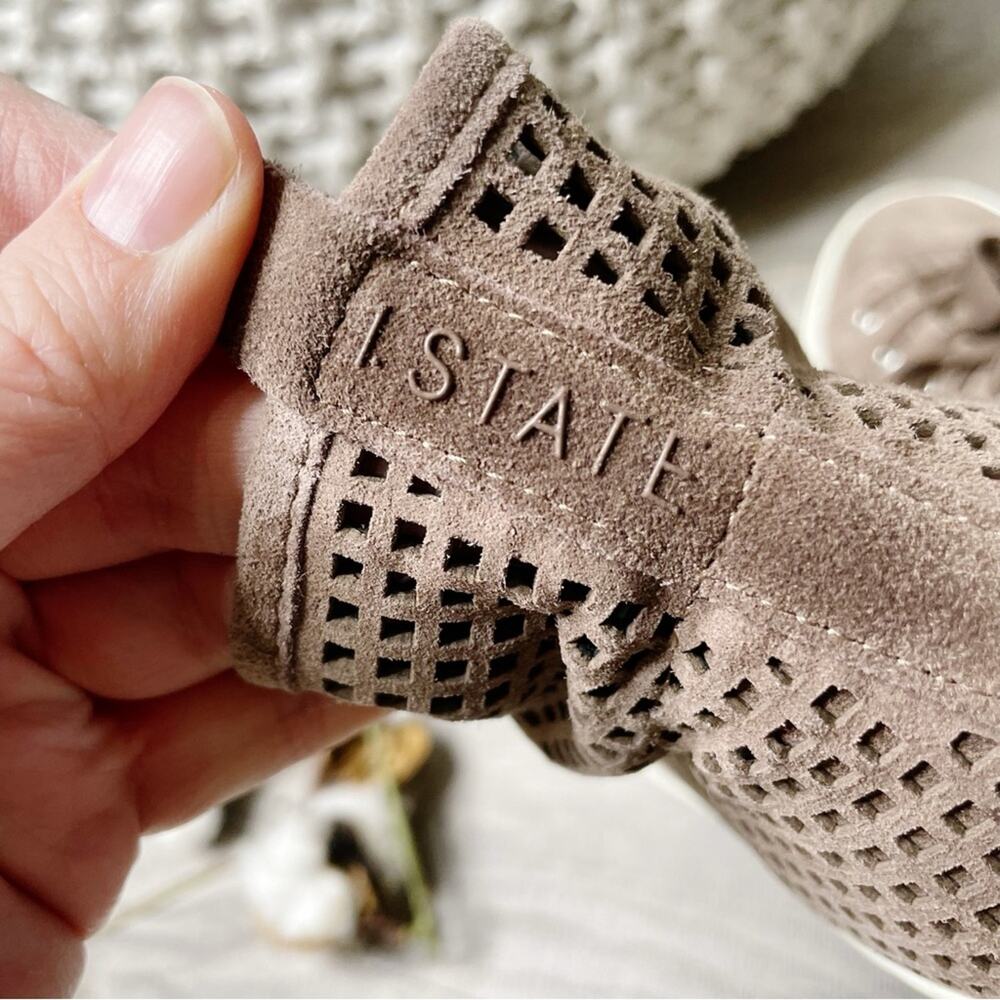 1. State Dulcia Perforated Leather Lace Up High Top Sneakers Brown Taupe Size 8M - Picture 7 of 8